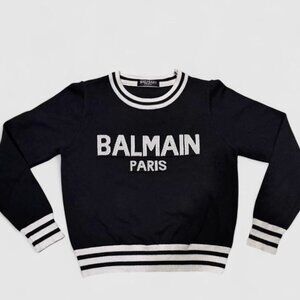 Balmain Paris Logo Knit Sweater Black & White